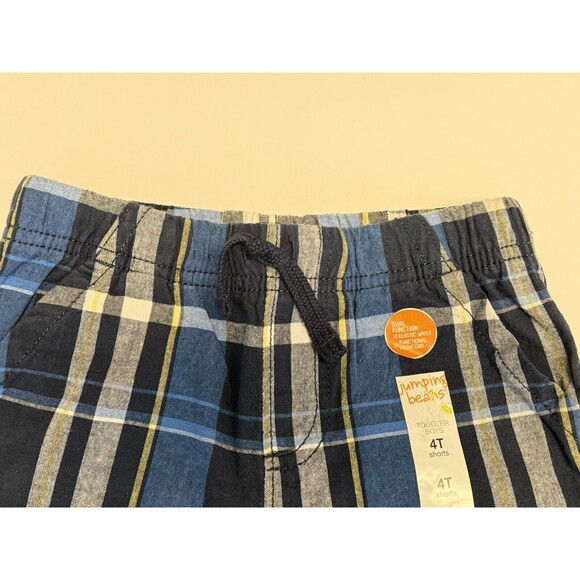 Toddler Boys Shorts Jumping Beans Elastic Drawstring Waistband Plaid Sz 4T New - Picture 5 of 11